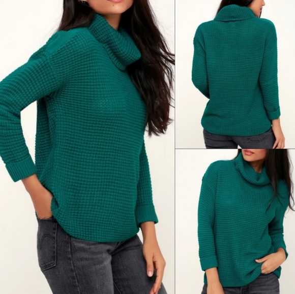 NWOT JACK By BB Dakota Catchin' Feelings Cowl Neck Sweater in Teal Sz.M - Picture 1 of 9
